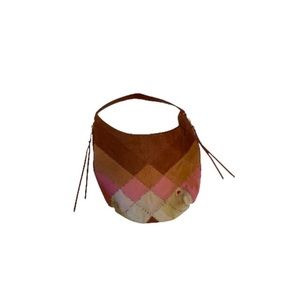 Dear Drew by Drew Barrymore Large Boho Argyle Patchwork Leather and Suede Purse